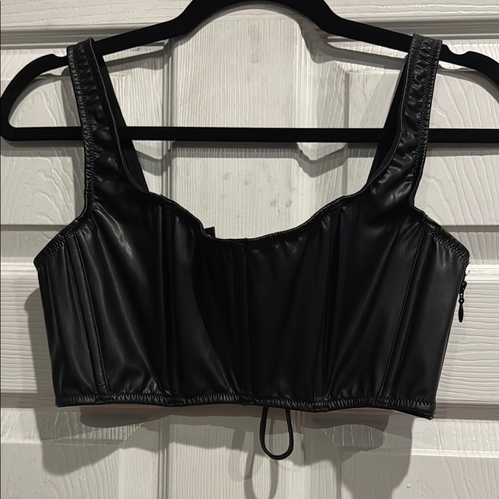 Victoria's Secret Black Lace Up Crop Corset, Size Medium